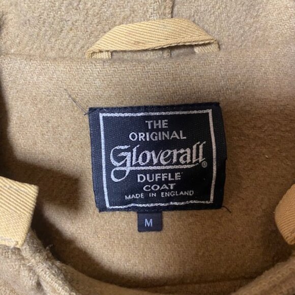 VTG Gloverall Duffle Coat Wool Blend Mens Med Camel Hooded England - Picture 3 of 16